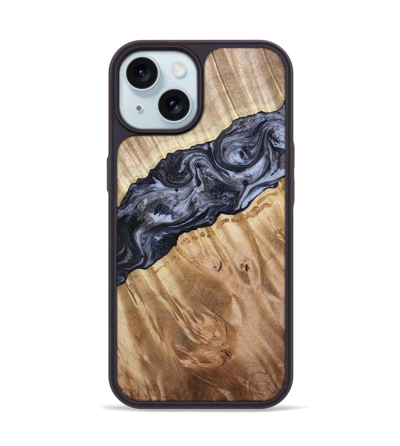 iPhone 15 Wood Phone Case - Taniyah (Black & White, 786796)