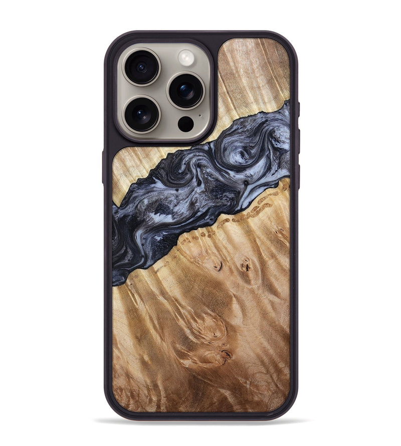 iPhone 15 Pro Max Wood Phone Case - Taniyah (Black & White, 786796)