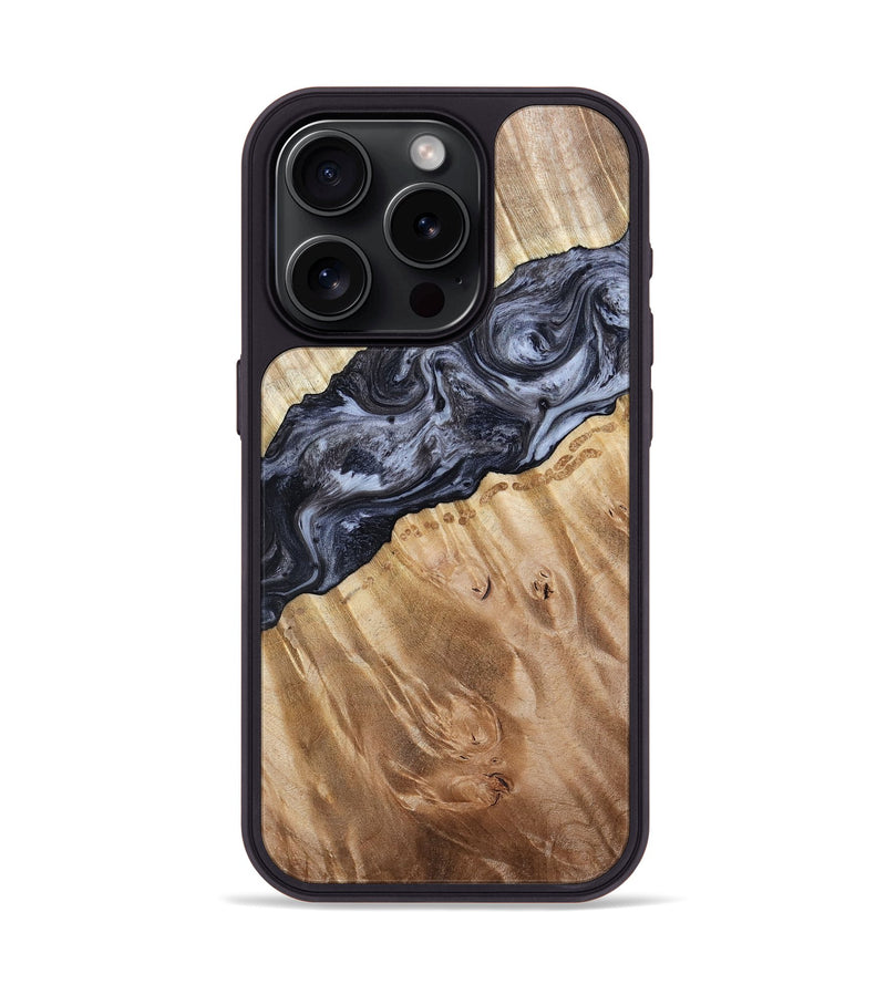 iPhone 15 Pro Wood Phone Case - Taniyah (Black & White, 786796)