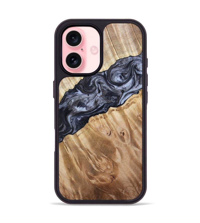 iPhone 16 Wood Phone Case - Taniyah (Black & White, 786796)