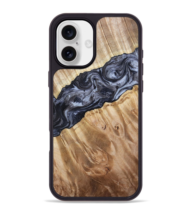 iPhone 16 Plus Wood Phone Case - Taniyah (Black & White, 786796)