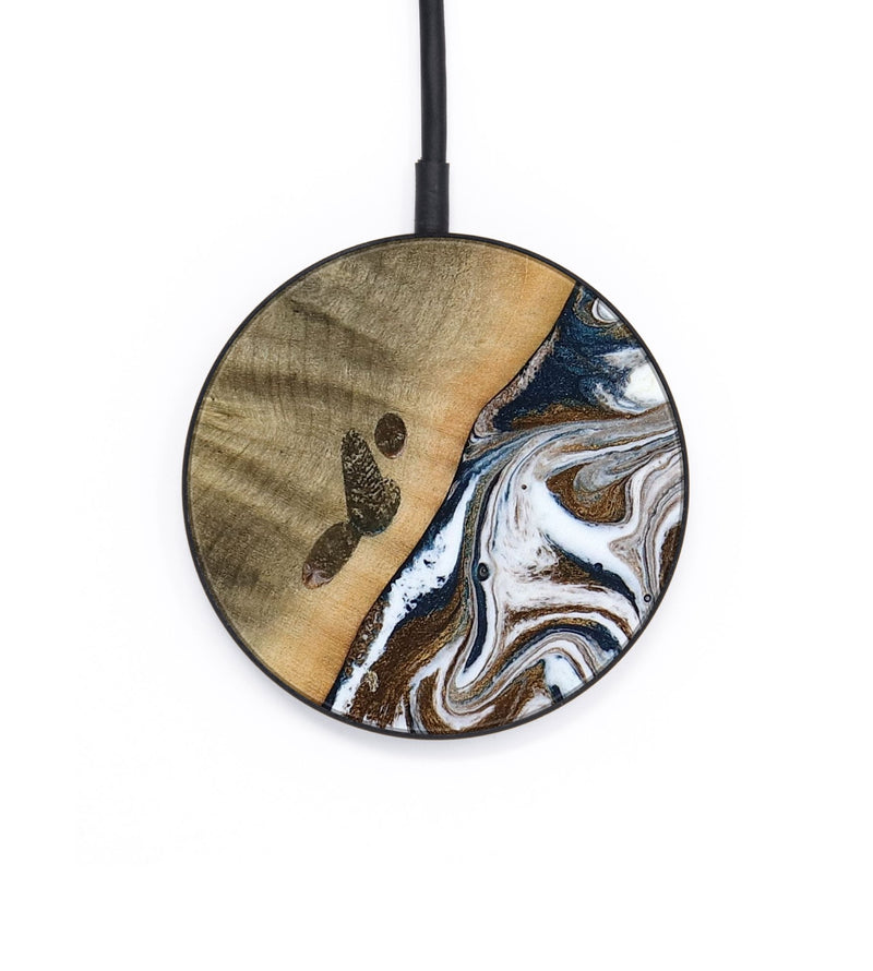 Circle Wood Wireless Charger - Kanye (Teal & Gold, 786808)