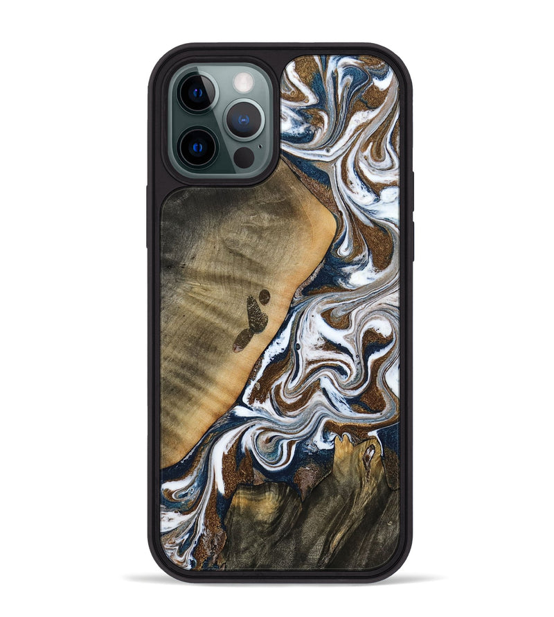iPhone 12 Pro Max Wood Phone Case - Kanye (Teal & Gold, 786808)