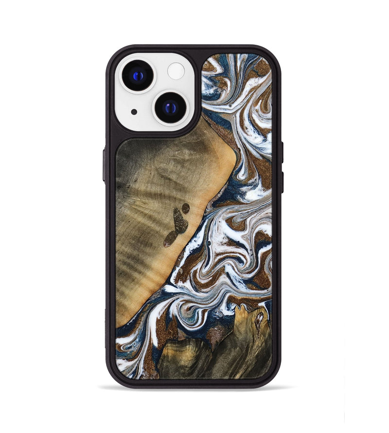 iPhone 13 Wood Phone Case - Kanye (Teal & Gold, 786808)
