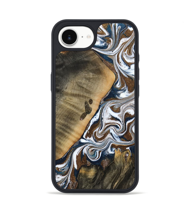 iPhone 16e Wood Phone Case - Kanye (Teal & Gold, 786808)