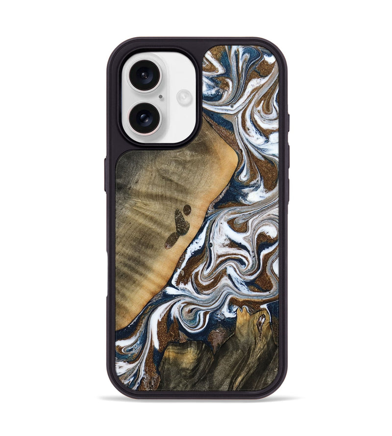iPhone 17 Wood Phone Case - Kanye (Teal & Gold, 786808)