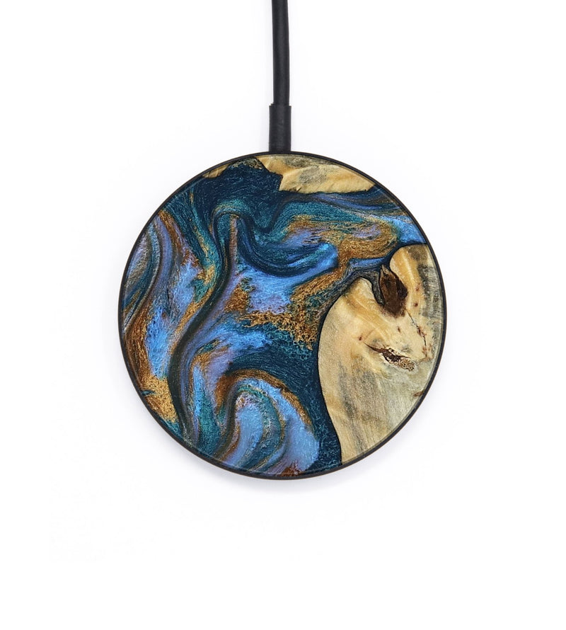 Circle Wood Wireless Charger - Atreus (Teal & Gold, 786830)