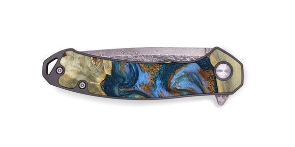EDC Wood Pocket Knife - Atreus (Teal & Gold, 786830)