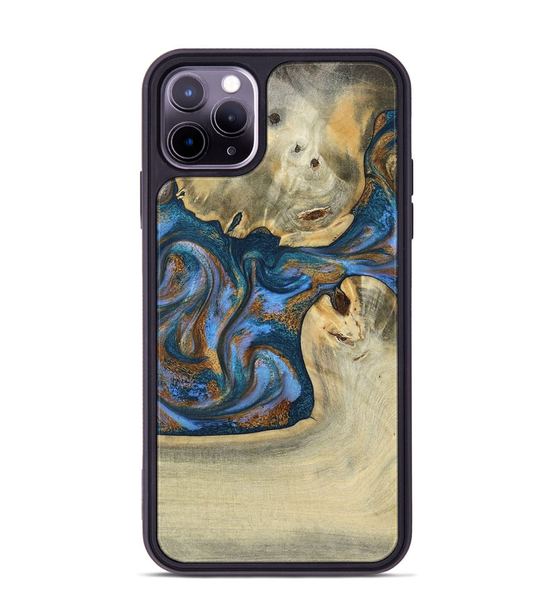 iPhone 11 Pro Max Wood Phone Case - Atreus (Teal & Gold, 786830)