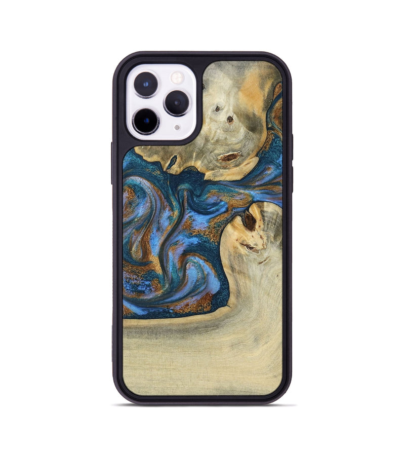 iPhone 11 Pro Wood Phone Case - Atreus (Teal & Gold, 786830)