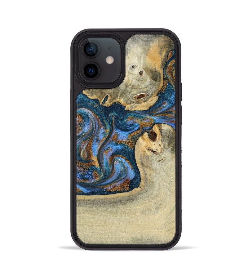 iPhone 12 Wood Phone Case - Atreus (Teal & Gold, 786830)