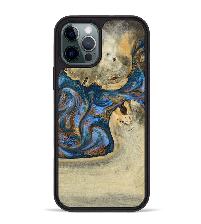iPhone 12 Pro Max Wood Phone Case - Atreus (Teal & Gold, 786830)