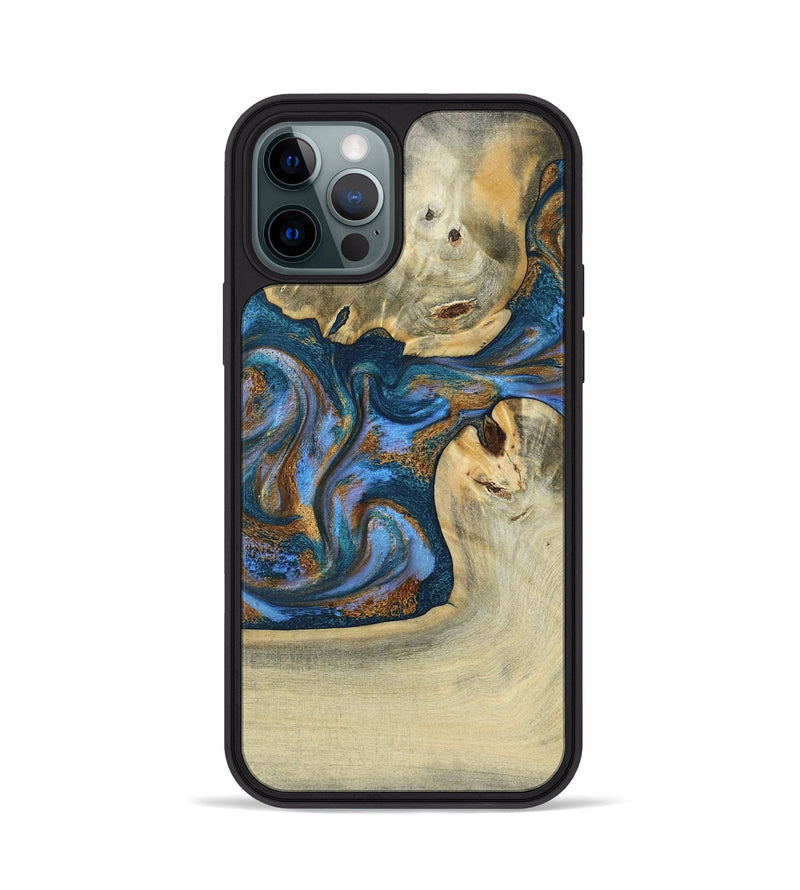 iPhone 12 Pro Wood Phone Case - Atreus (Teal & Gold, 786830)
