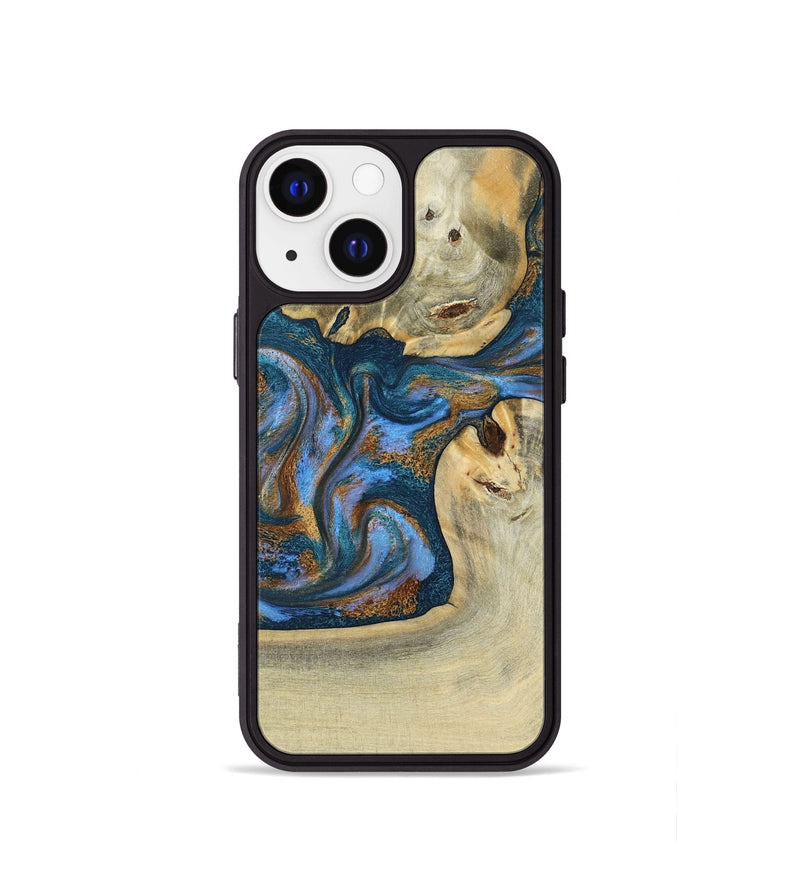 iPhone 13 mini Wood Phone Case - Atreus (Teal & Gold, 786830)