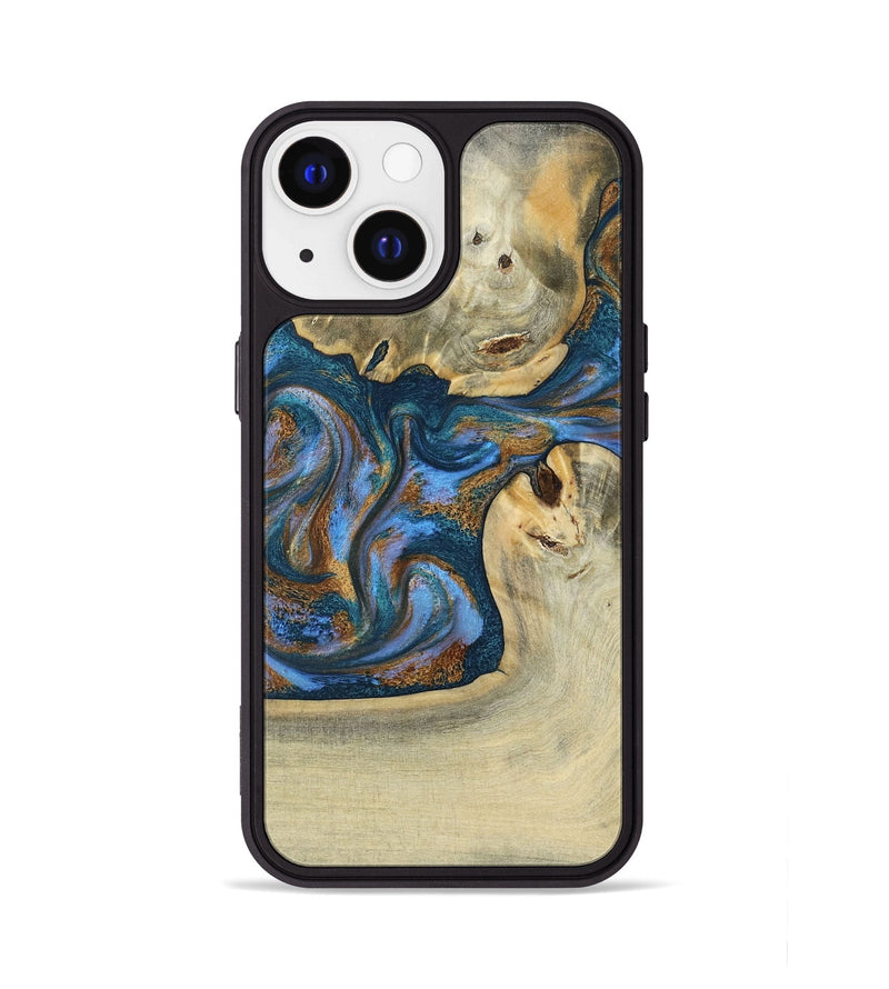 iPhone 13 Wood Phone Case - Atreus (Teal & Gold, 786830)