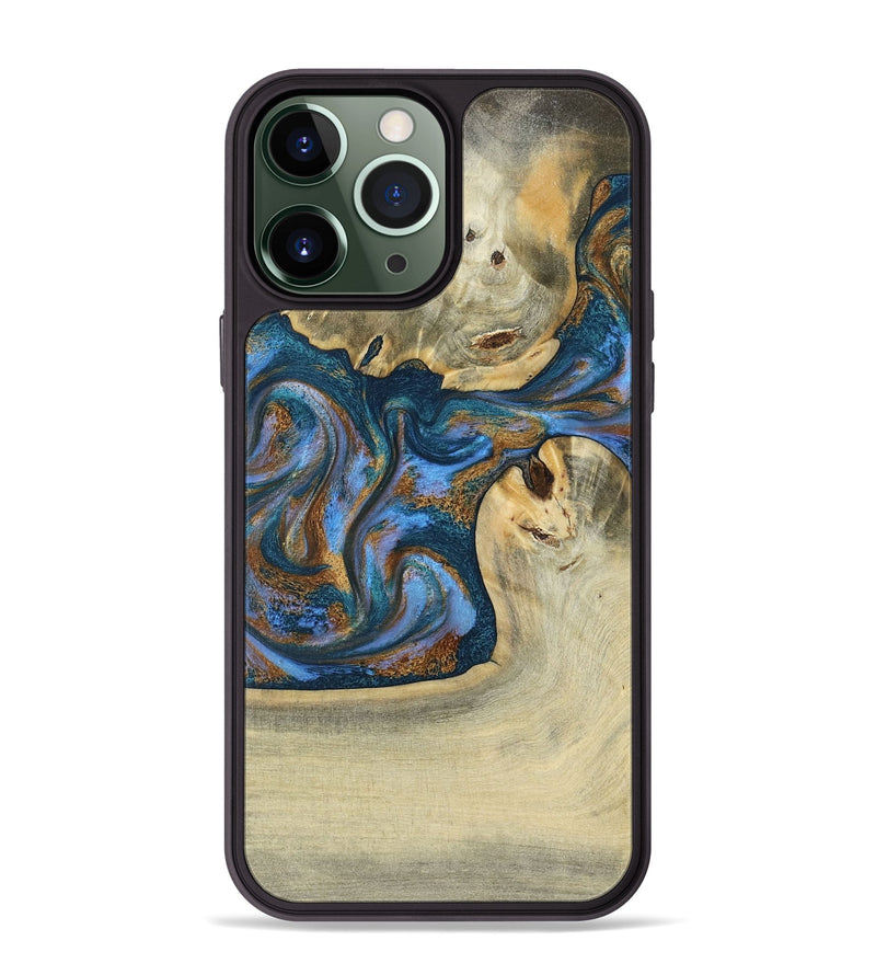 iPhone 13 Pro Max Wood Phone Case - Atreus (Teal & Gold, 786830)