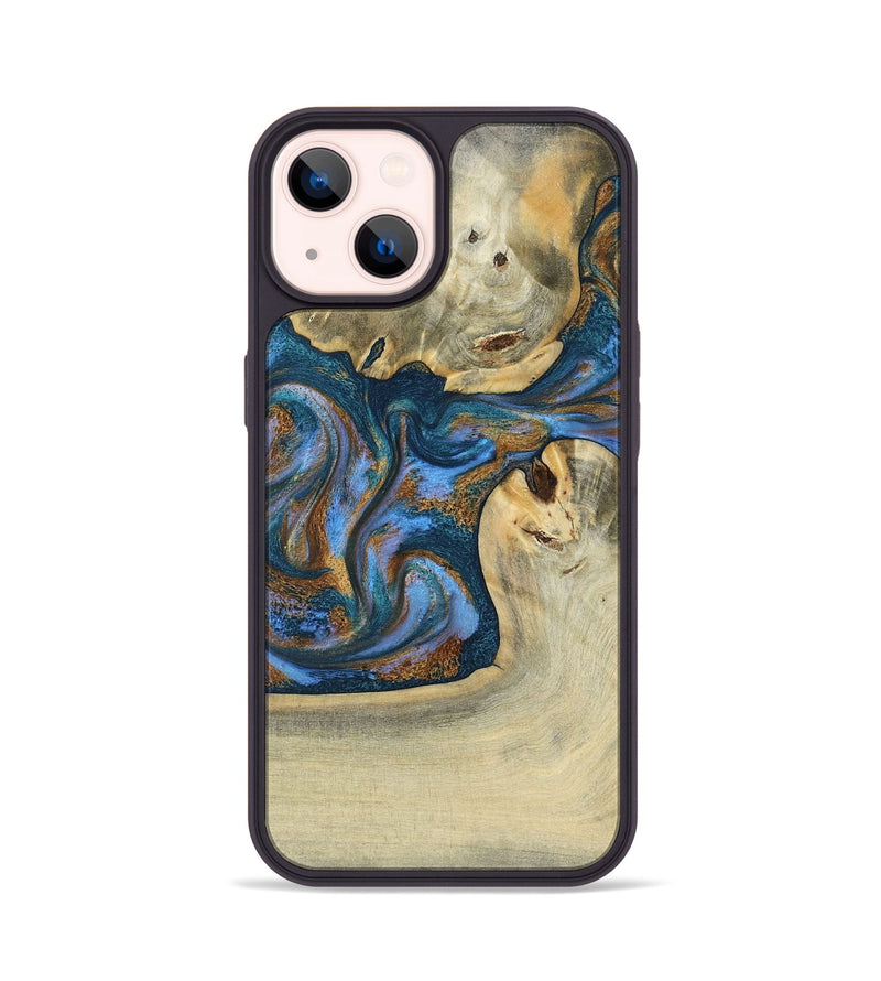 iPhone 14 Wood Phone Case - Atreus (Teal & Gold, 786830)