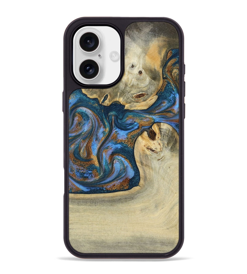 iPhone 16 Plus Wood Phone Case - Atreus (Teal & Gold, 786830)