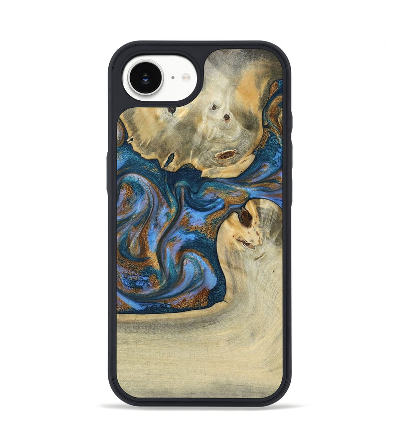 iPhone 16e Wood Phone Case - Atreus (Teal & Gold, 786830)