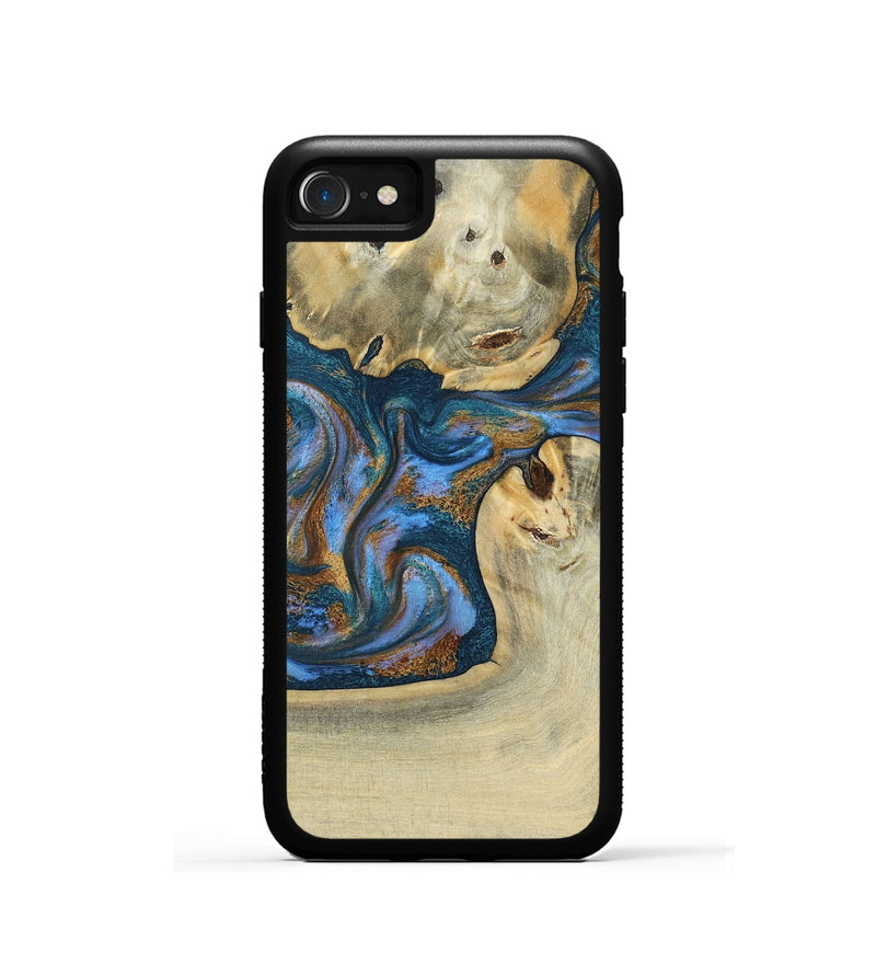 iPhone SE Wood Phone Case - Atreus (Teal & Gold, 786830)
