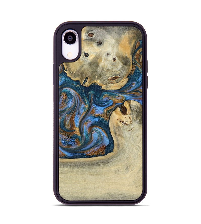 iPhone Xr Wood Phone Case - Atreus (Teal & Gold, 786830)