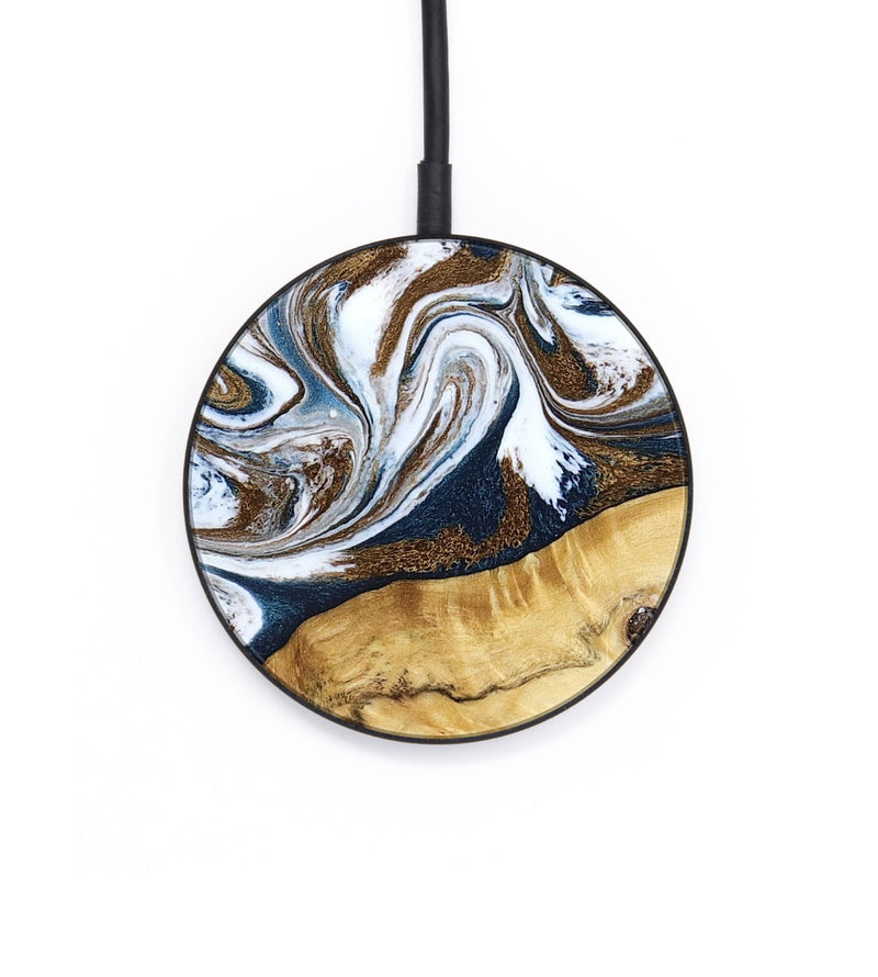 Circle Wood Wireless Charger - Treva (Teal & Gold, 787200)