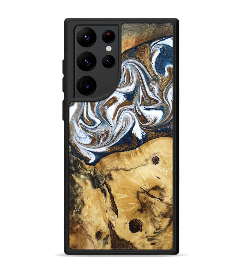 Galaxy S22 Ultra Wood Phone Case - Treva (Teal & Gold, 787200)