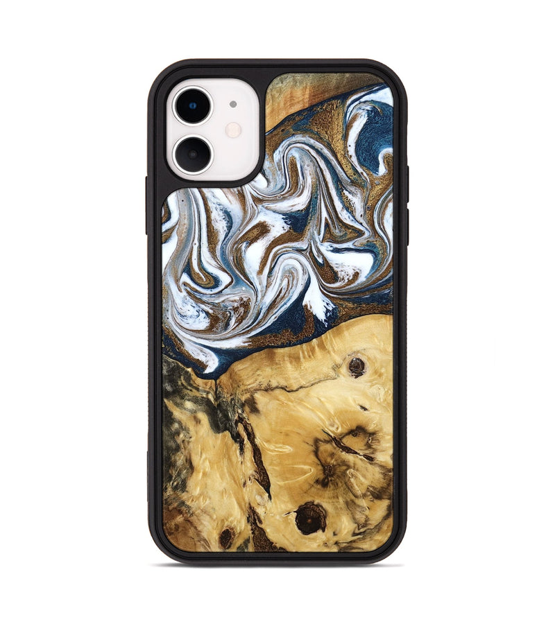 iPhone 11 Wood Phone Case - Treva (Teal & Gold, 787200)