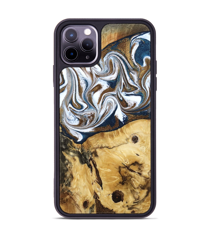 iPhone 11 Pro Max Wood Phone Case - Treva (Teal & Gold, 787200)