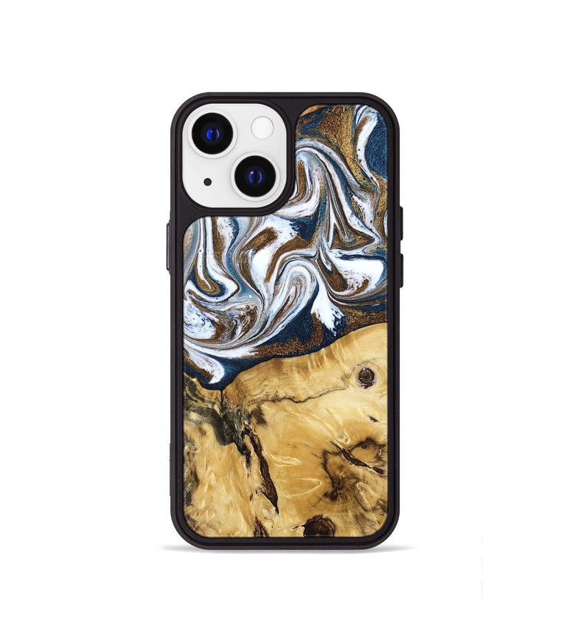 iPhone 13 mini Wood Phone Case - Treva (Teal & Gold, 787200)