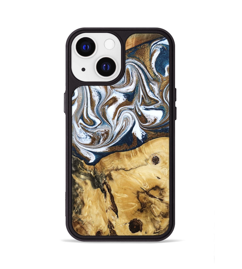 iPhone 13 Wood Phone Case - Treva (Teal & Gold, 787200)