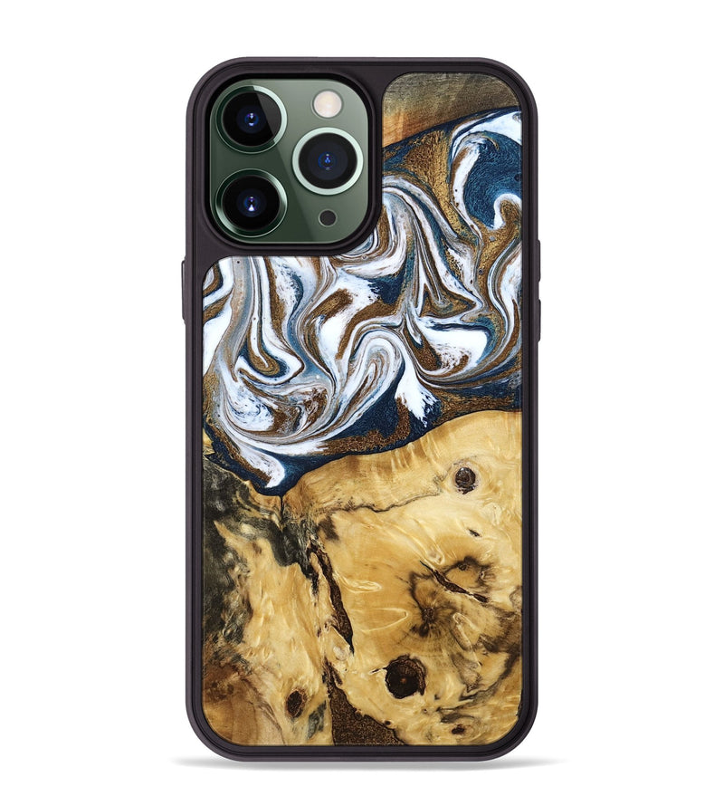 iPhone 13 Pro Max Wood Phone Case - Treva (Teal & Gold, 787200)