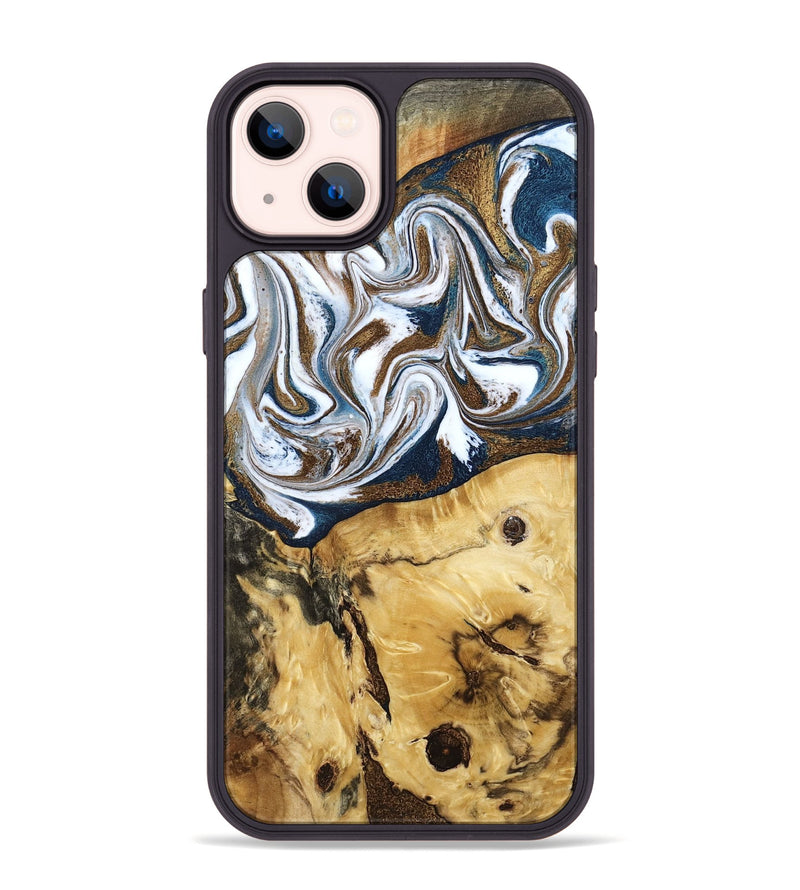 iPhone 14 Plus Wood Phone Case - Treva (Teal & Gold, 787200)