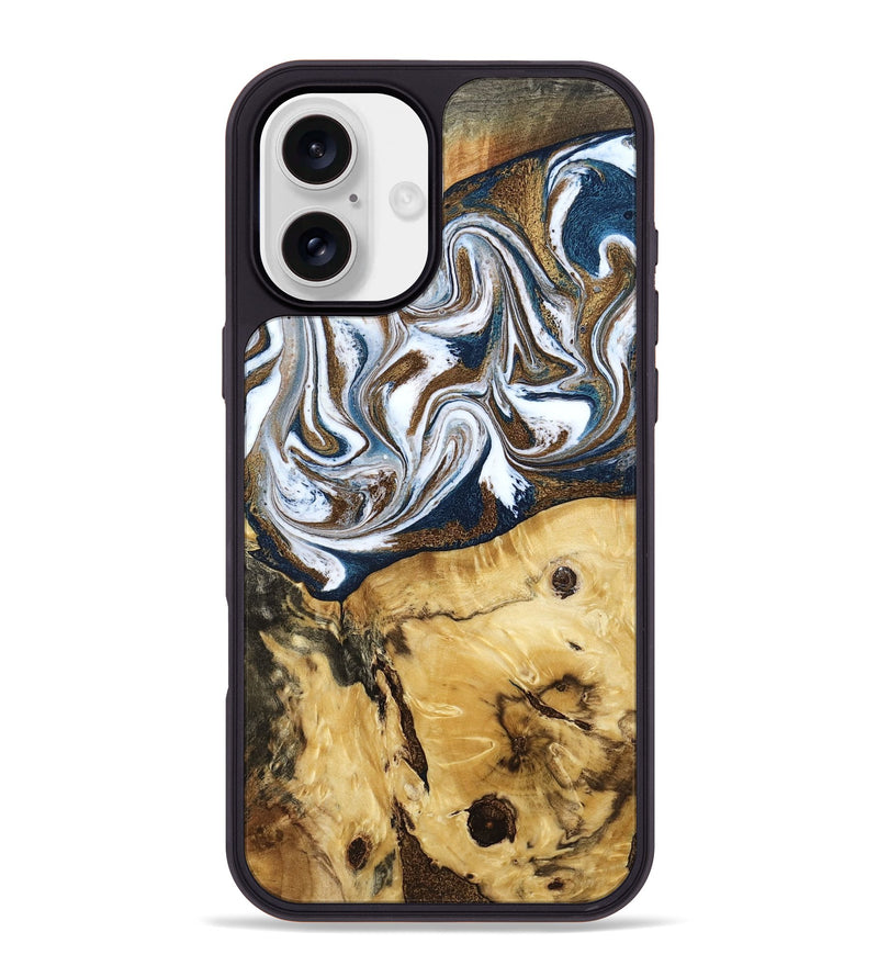 iPhone 16 Plus Wood Phone Case - Treva (Teal & Gold, 787200)