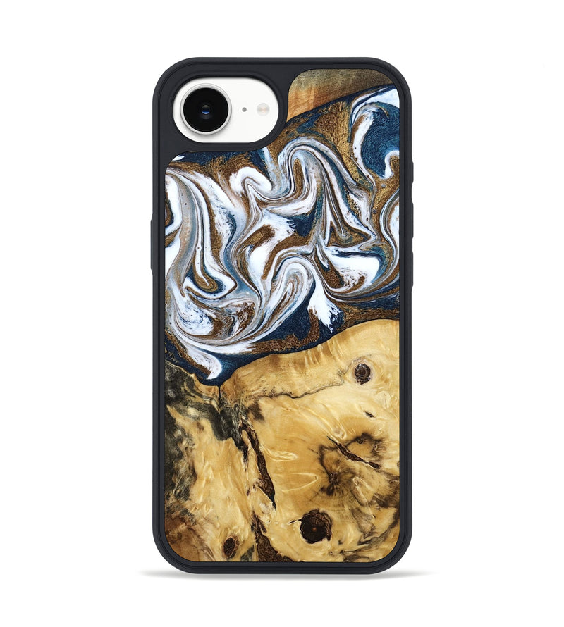 iPhone 16e Wood Phone Case - Treva (Teal & Gold, 787200)