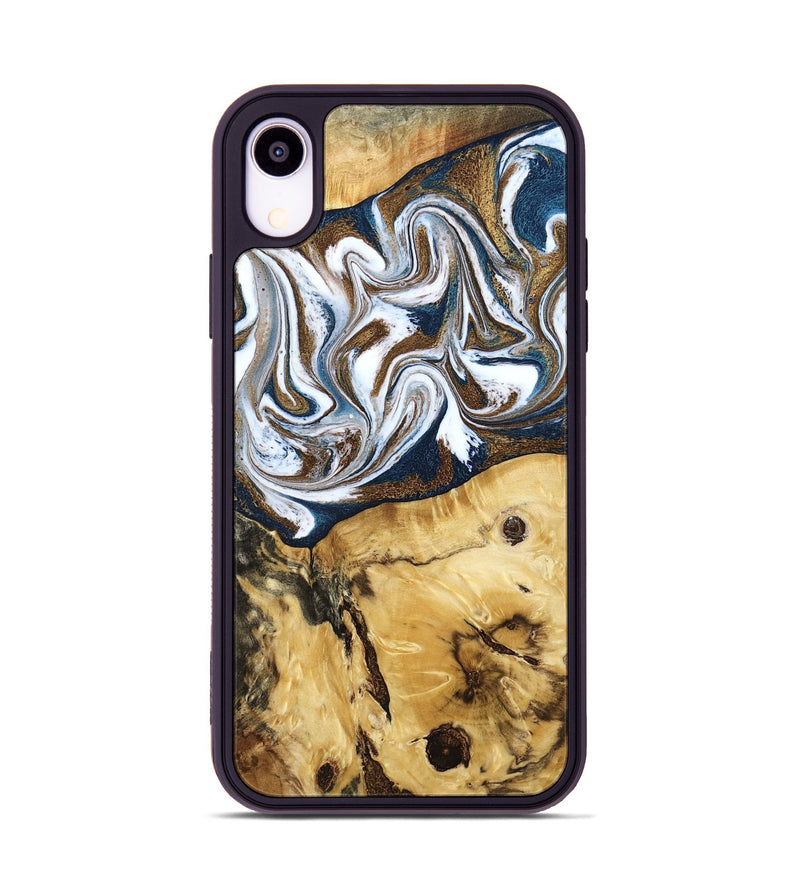 iPhone Xr Wood Phone Case - Treva (Teal & Gold, 787200)
