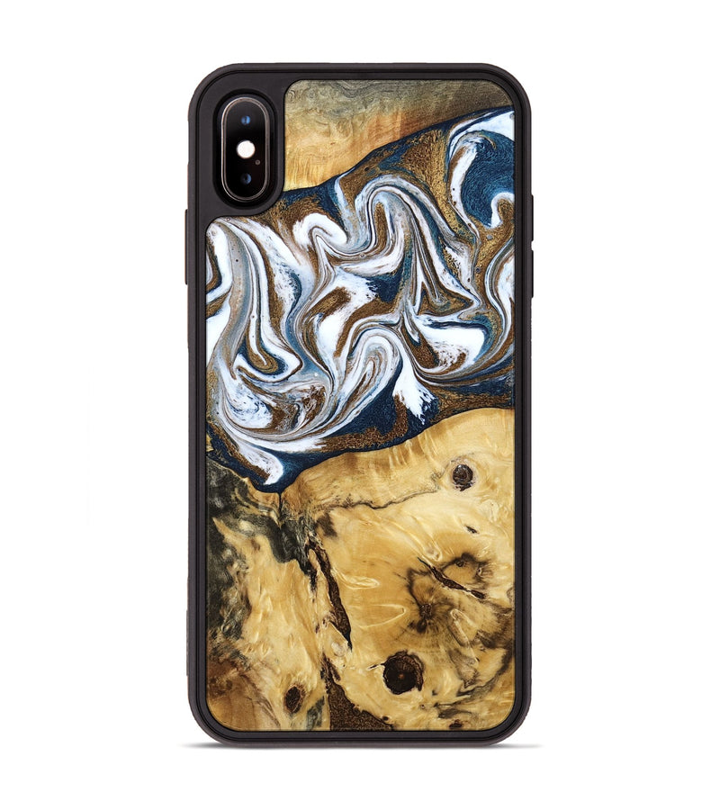 iPhone Xs Max Wood Phone Case - Treva (Teal & Gold, 787200)