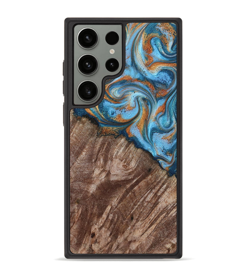 Galaxy S23 Ultra Wood Phone Case - Kaylen (Teal & Gold, 787205)