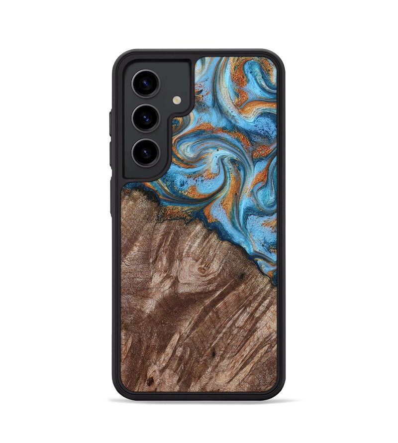 Galaxy S24 Wood Phone Case - Kaylen (Teal & Gold, 787205)