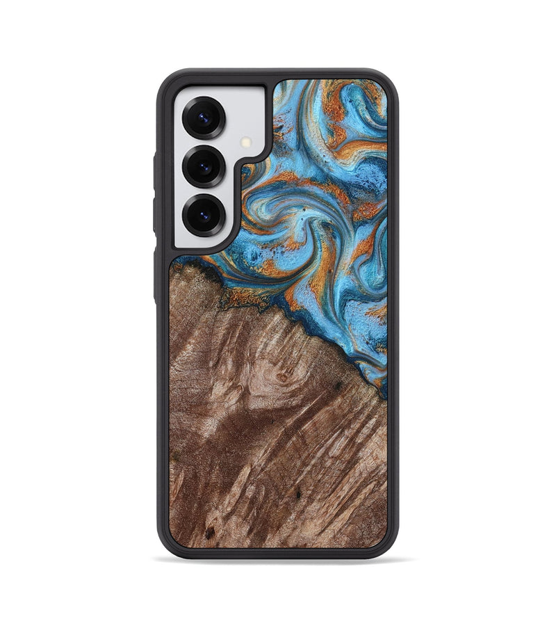 Galaxy S25 Wood Phone Case - Kaylen (Teal & Gold, 787205)