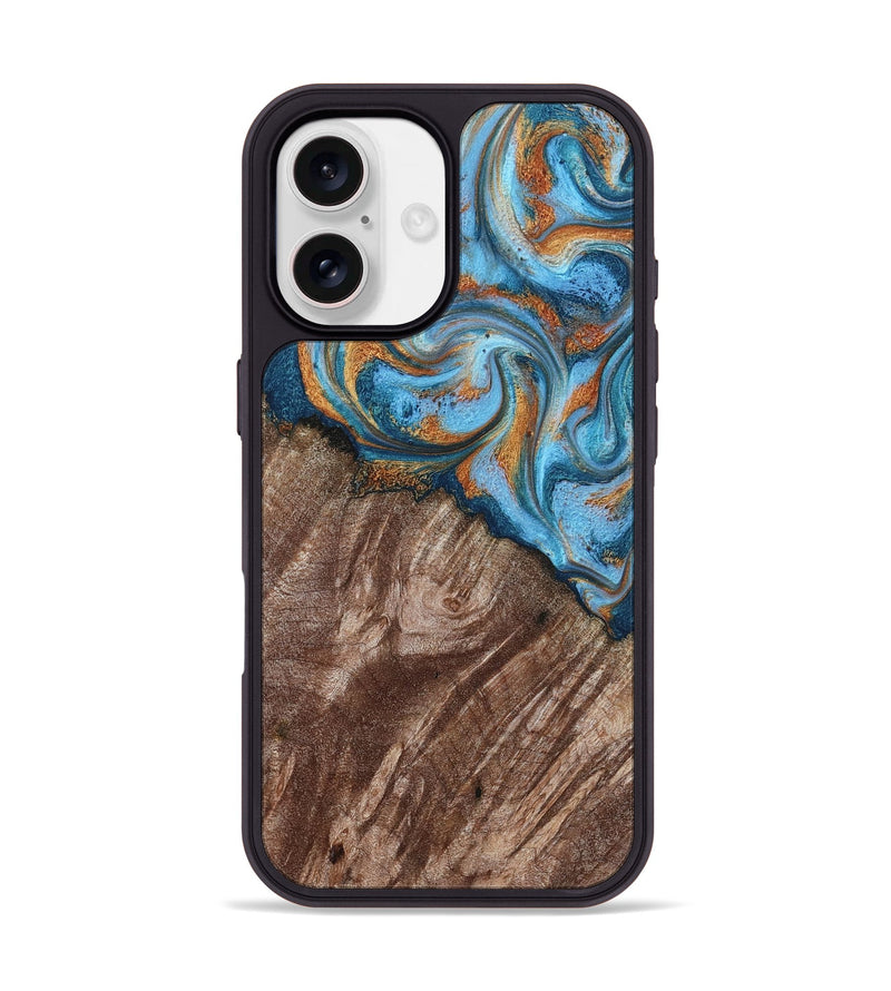 iPhone 17 Wood Phone Case - Kaylen (Teal & Gold, 787205)