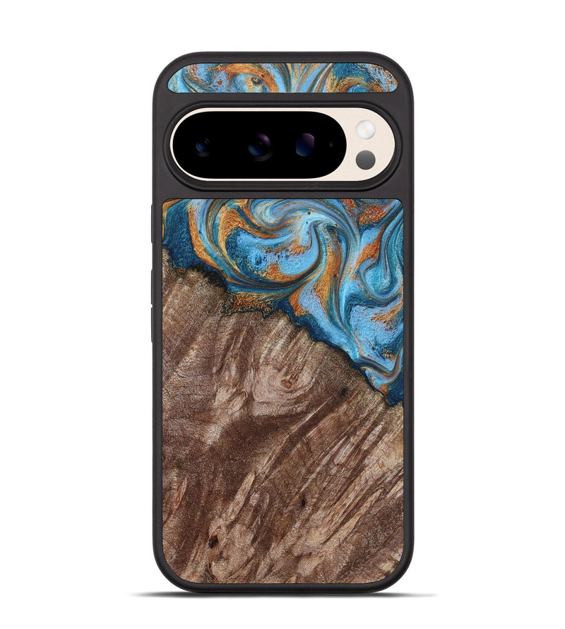 Pixel 10 Wood Phone Case - Kaylen (Teal & Gold, 787205)