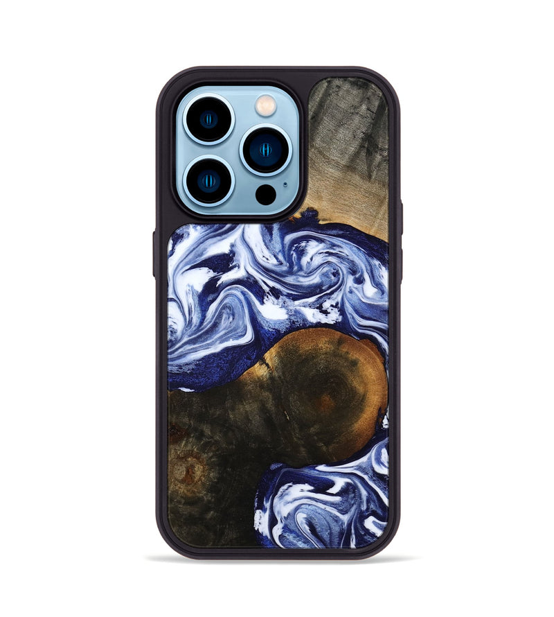 iPhone 14 Pro Wood Phone Case - Amirah (Blue, 787265)