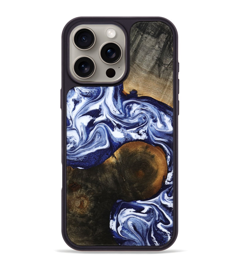 iPhone 16 Pro Max Wood Phone Case - Amirah (Blue, 787265)