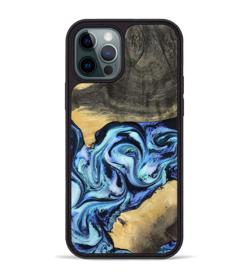 iPhone 12 Pro Max Wood Phone Case - Shonda (Blue, 787270)