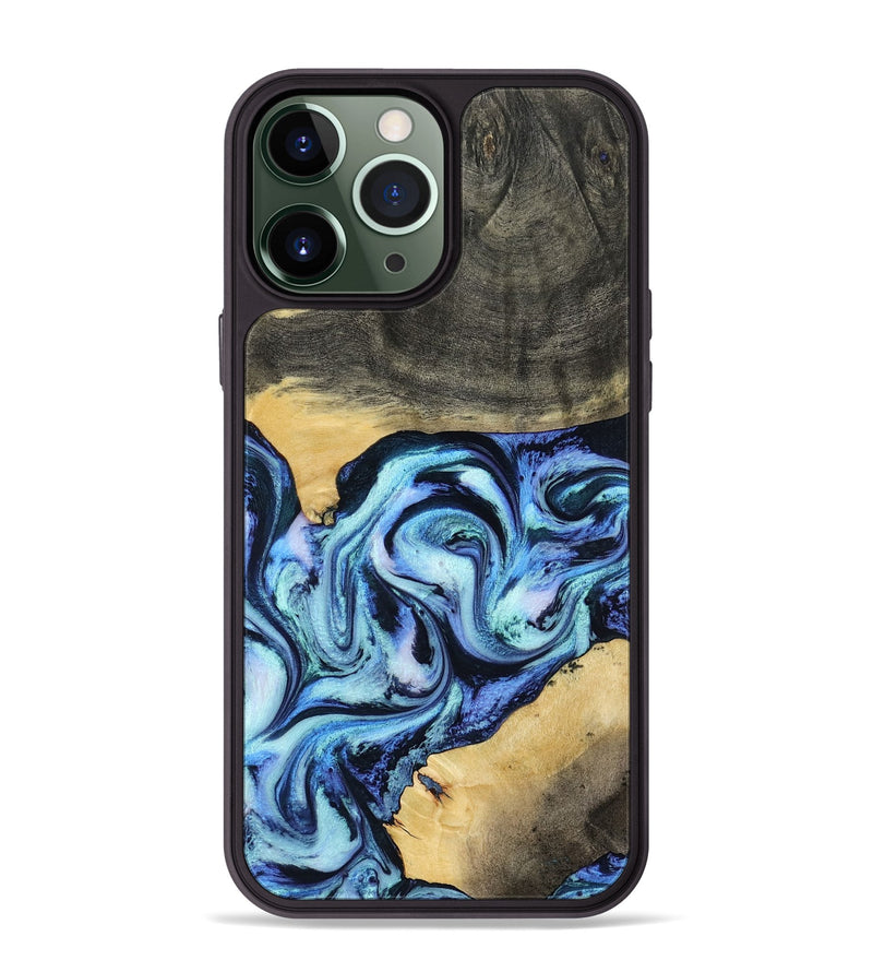 iPhone 13 Pro Max Wood Phone Case - Shonda (Blue, 787270)
