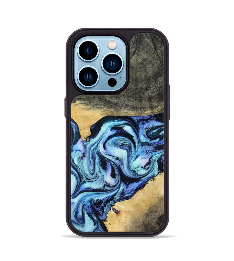iPhone 14 Pro Wood Phone Case - Shonda (Blue, 787270)