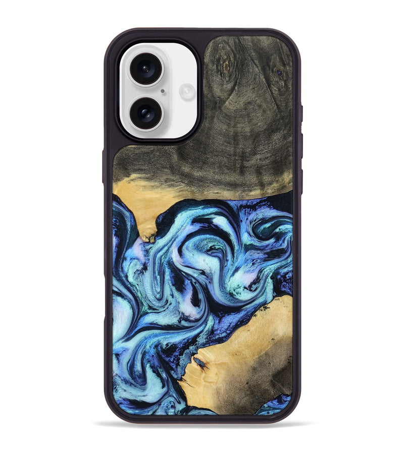 iPhone 16 Plus Wood Phone Case - Shonda (Blue, 787270)