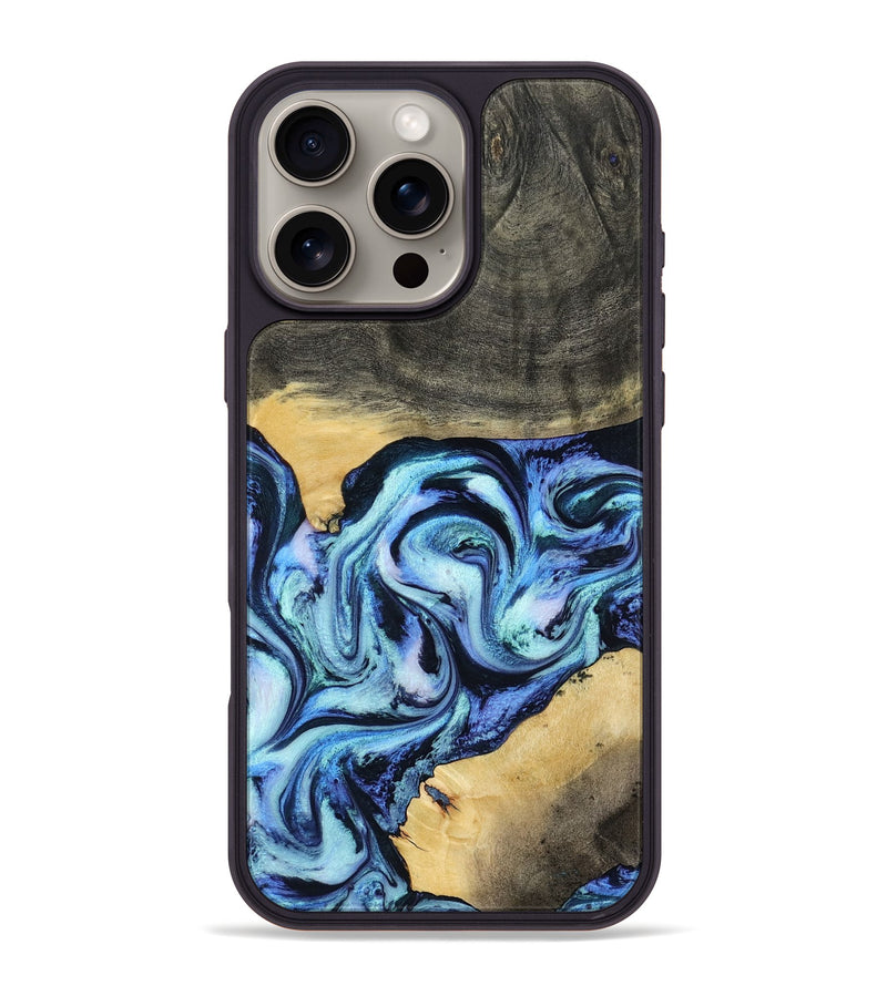 iPhone 16 Pro Max Wood Phone Case - Shonda (Blue, 787270)