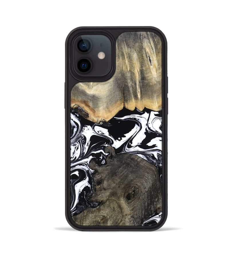 iPhone 12 Wood Phone Case - Ishaan (Black & White, 787446)